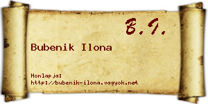 Bubenik Ilona névjegykártya